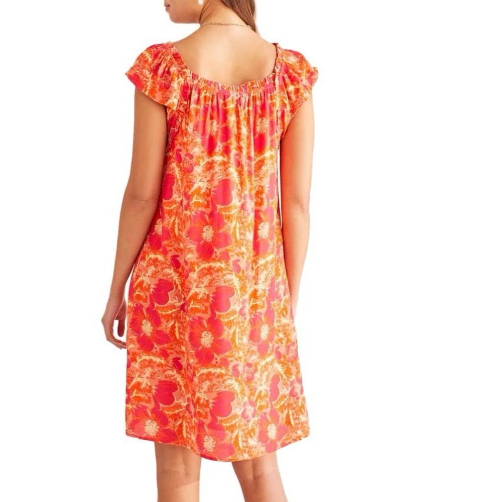 TRIBAL women’s Tie Vibrant Orange and Pink Midi Dress - Picture 4 of 12